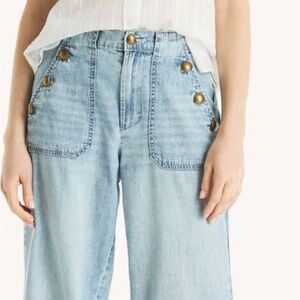 Nautica Light Blue Flare Jeans with Button Detail